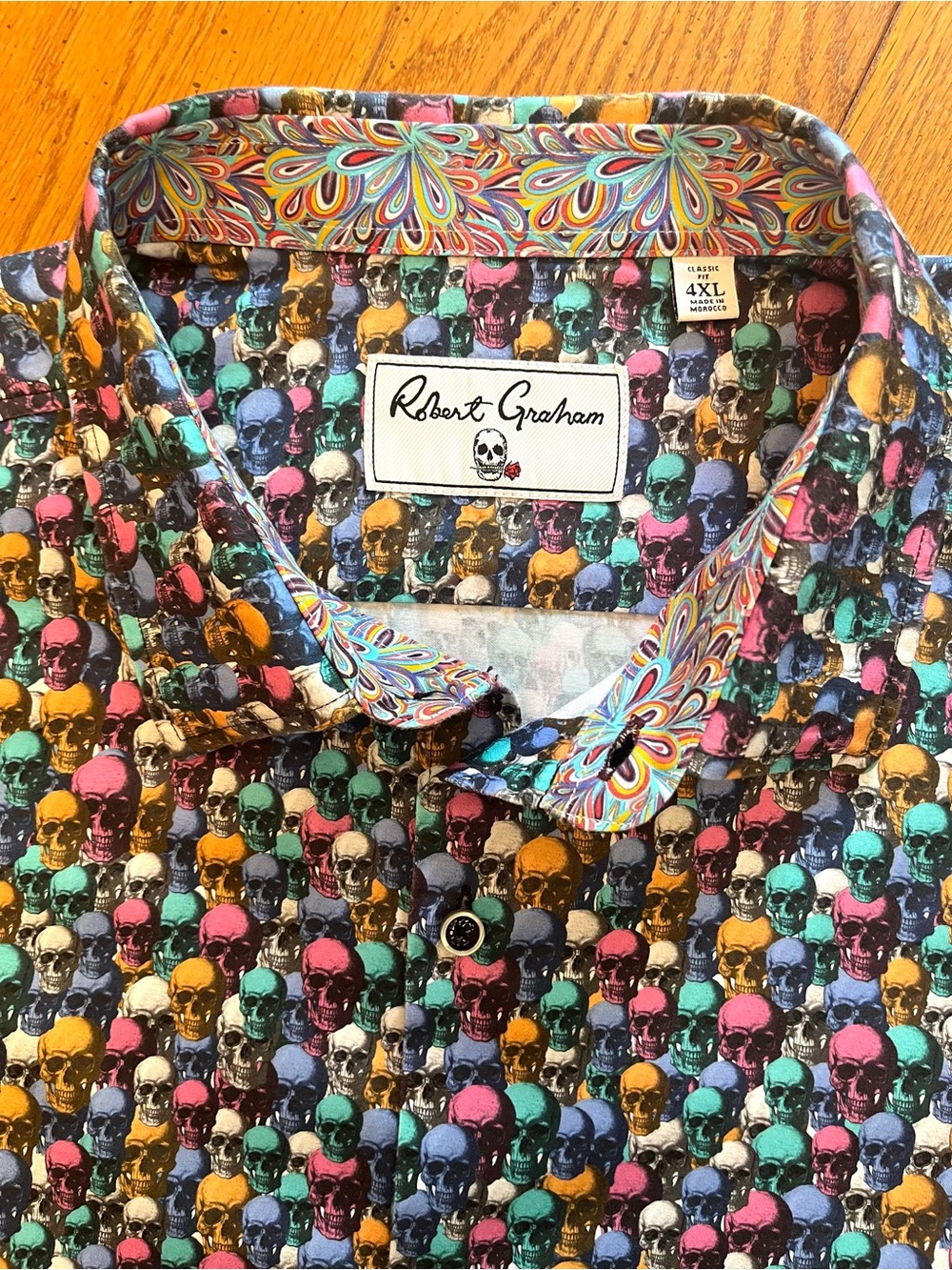 Robert Graham Skull Party Short Sleeve Shirt 4XL - Picture 3 of 11